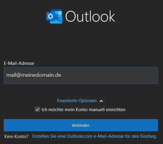 Outlook neues Konto hinzufügen