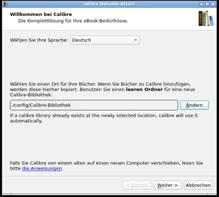 Calibre Einrichtungsassistent