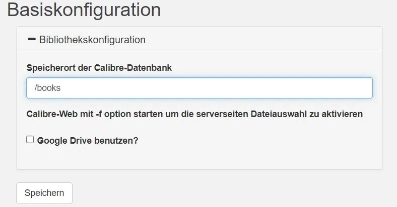 Calibre Web Konfiguration
