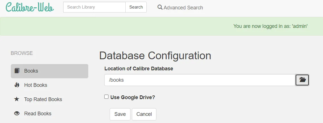 Database configuration