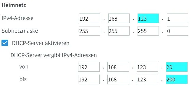 DHCP Einstellungen