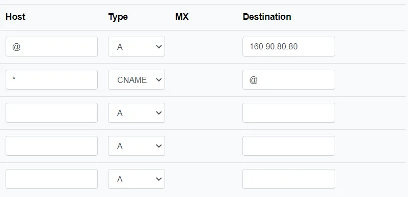 DNS settings