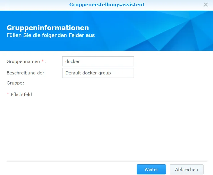 Gruppe für Docker einrichten