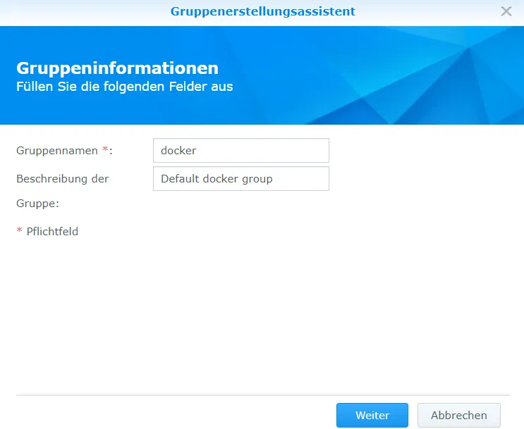 Set up user group for Docker in Synology DSM