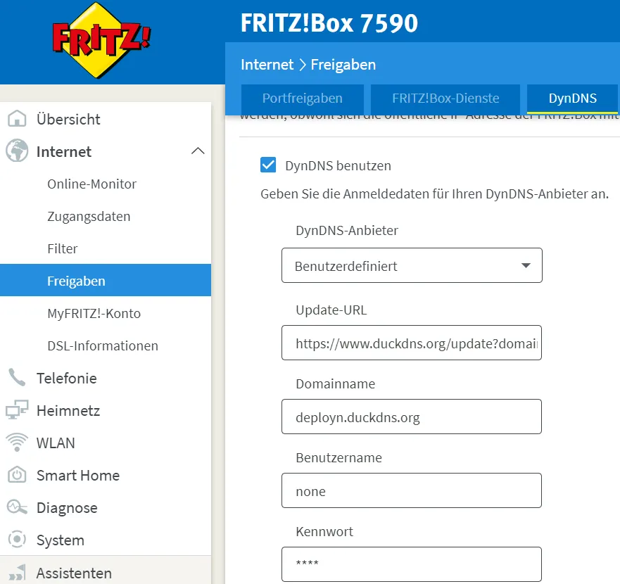 Fritz!Box DynDNS Settings
