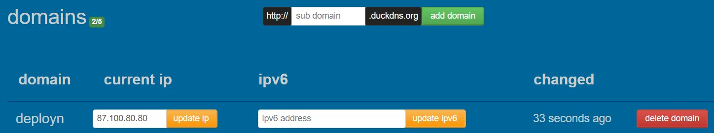 DuckDNS Subdomain