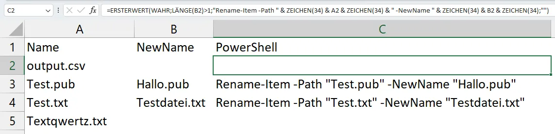 Excel formula