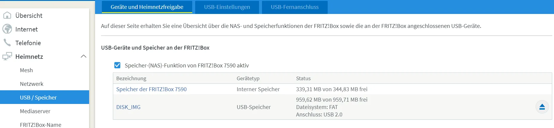 USB memory in the Fritz!Box