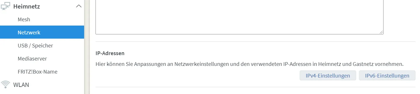 Router network settings
