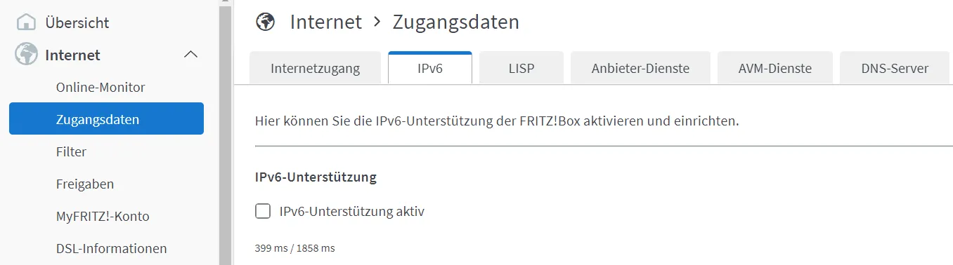 IPv6 im Router deaktivieren