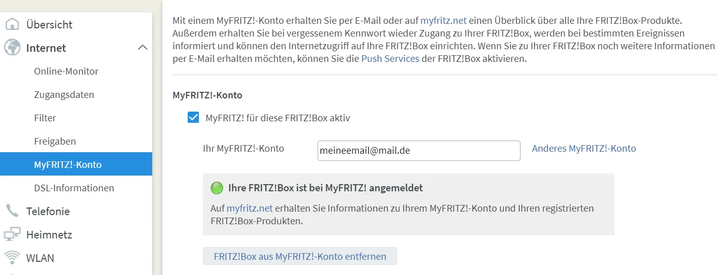 MyFRITZ! Aktivierung