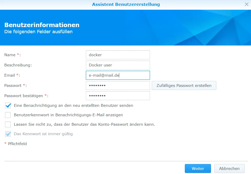 Set up new 'paperless' user in Synology DSM