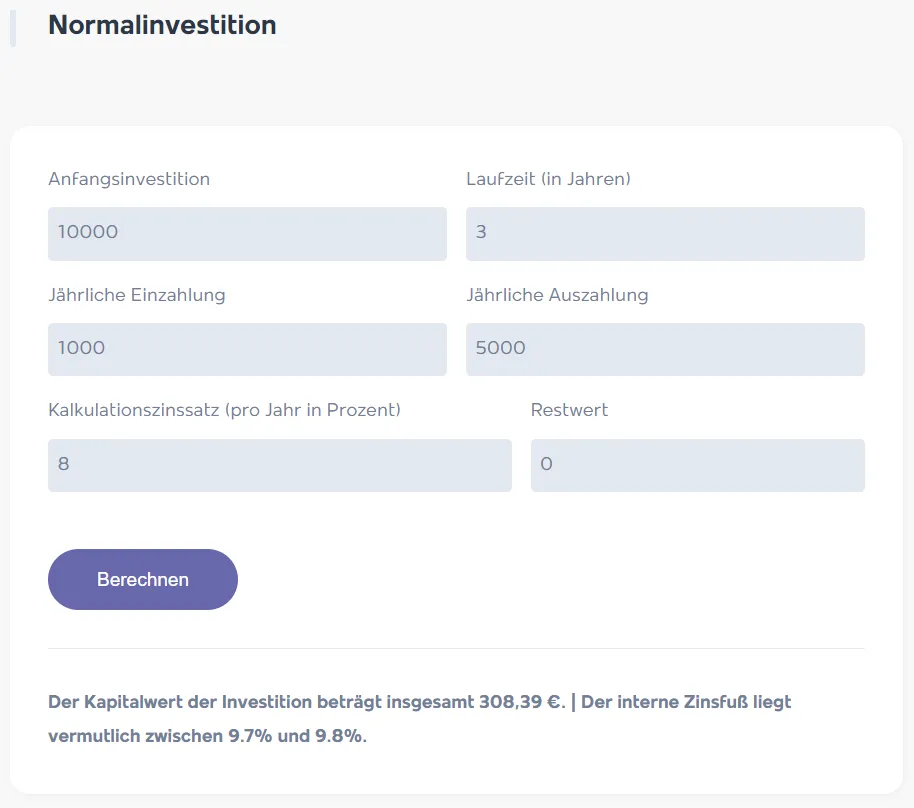 Beispiel Normalinvestition