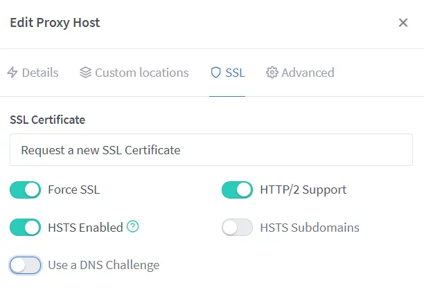 Request new SSL certificate