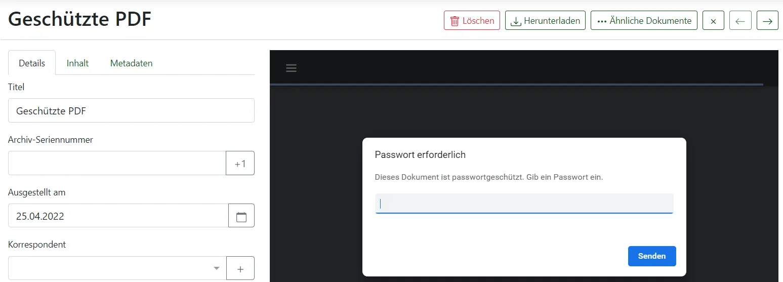 Passwortgeschützte PDFs