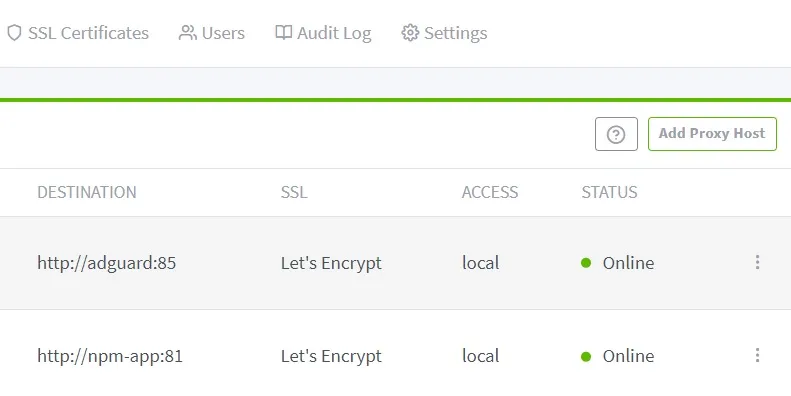 Nginx Proxy-Hosts