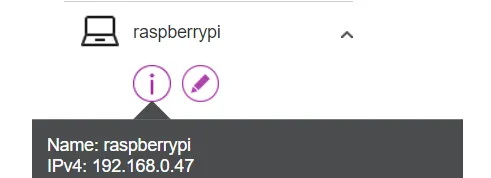 IP address of the Raspberry Pi