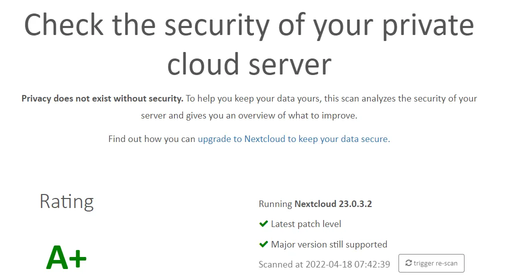 Security scan result