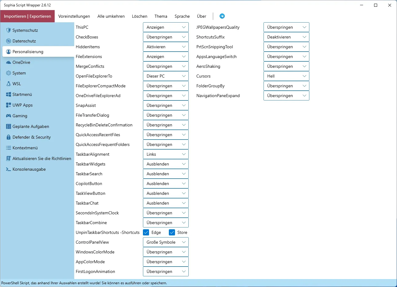 Sophia Script Personalization