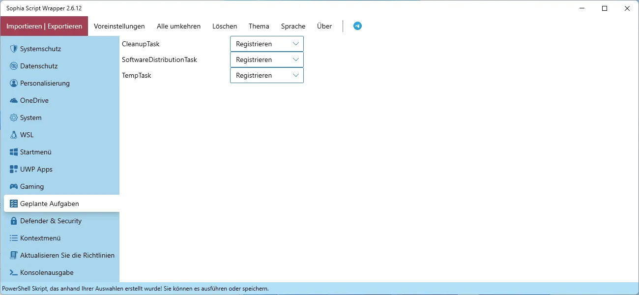 Sophia Script Scheduled Tasks