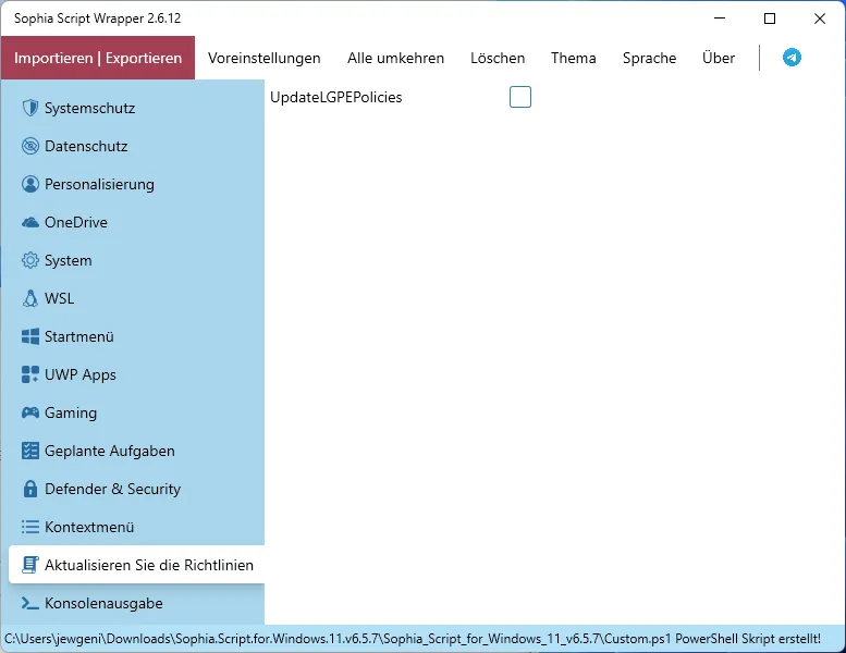 Sophia Script Update Policies