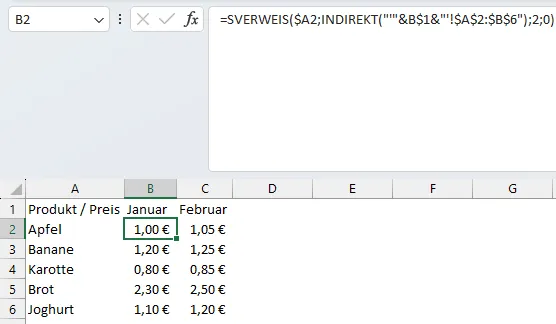SVerweis mit INDIREKT