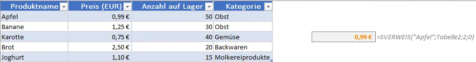 Tabelle mit mehreren Spalten