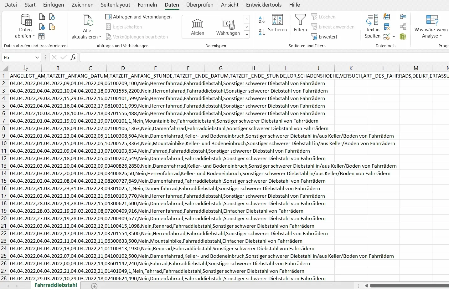 CSV-Datei trennen