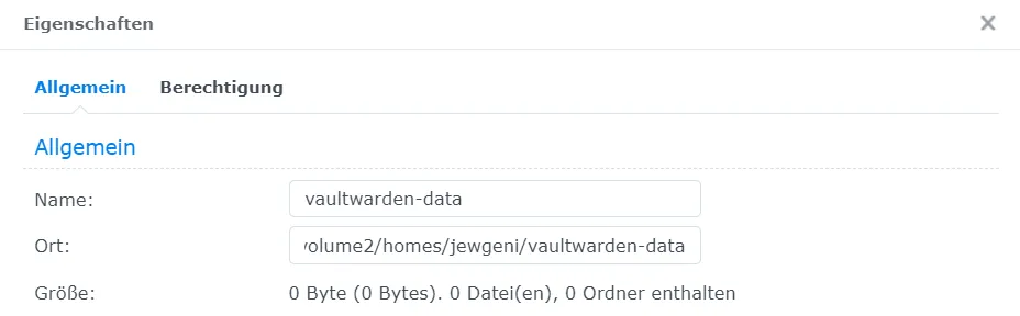 Vaultwarden data folder