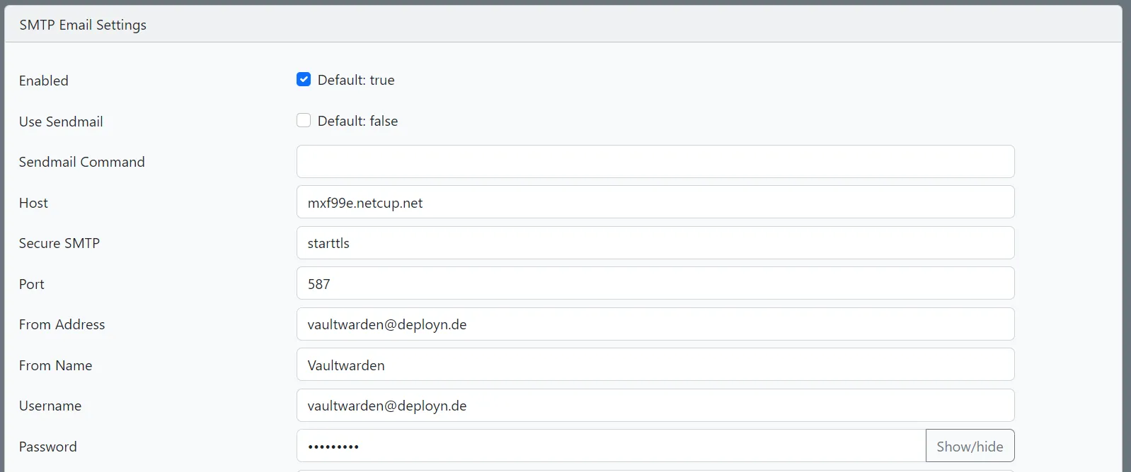 SMTP Settings