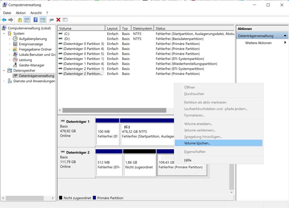 Delete volume